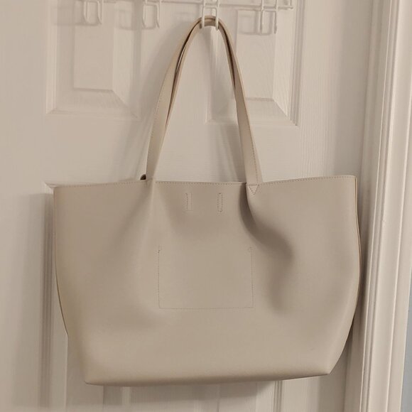Soft Grey Faux Leather Tote Bag - Picture 1 of 11